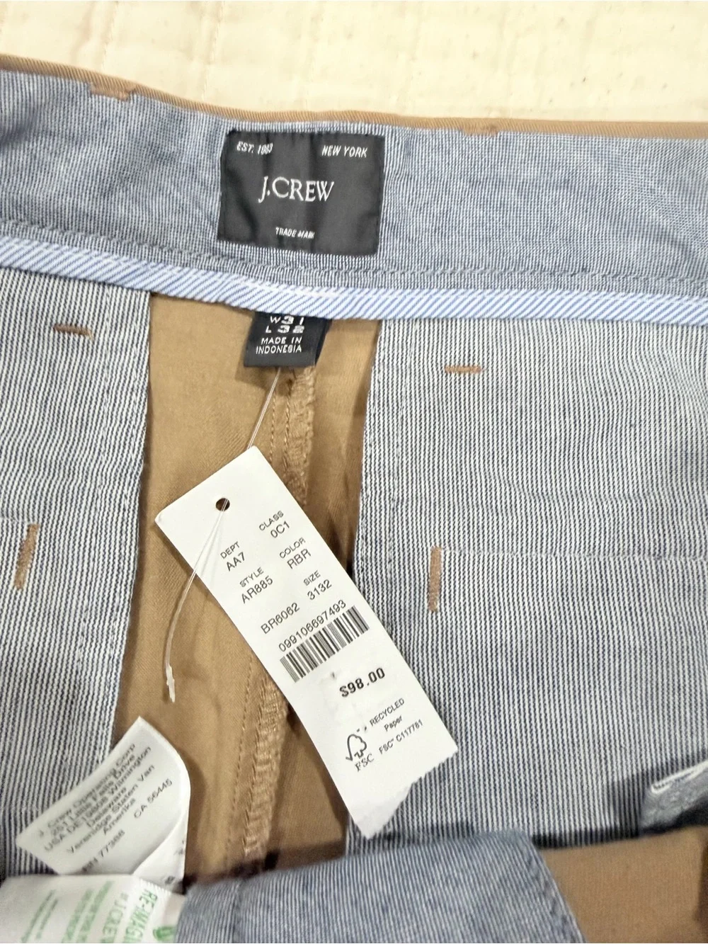 J. Crew Slim Chino Pants in Tan